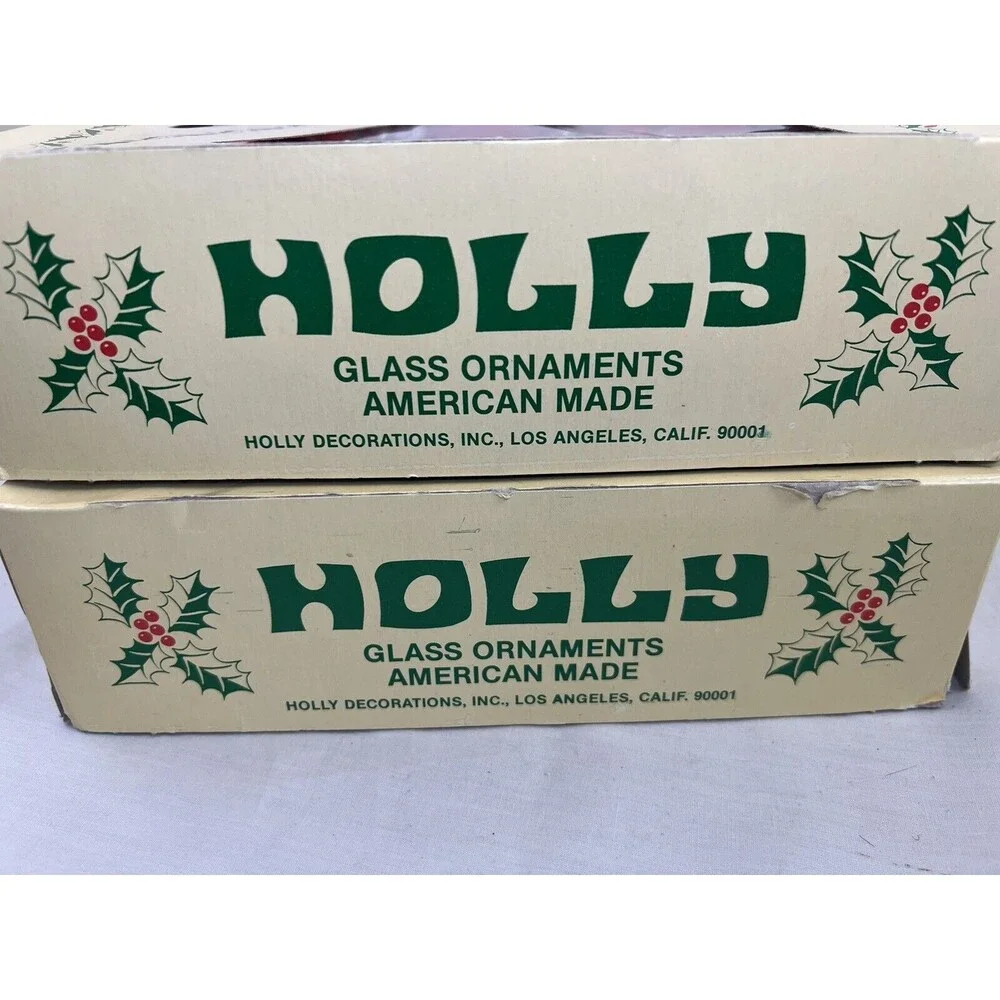 2 Pack VTG Holly Value‎ Pack 15 Glass Ornaments 2.25” Diameter Red Blue USA Made